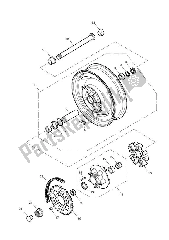 All parts for the Rear Wheel/final Drive 281466-f2 / 279279-f4 > of the Triumph America Carburettor 790 2002 - 2007